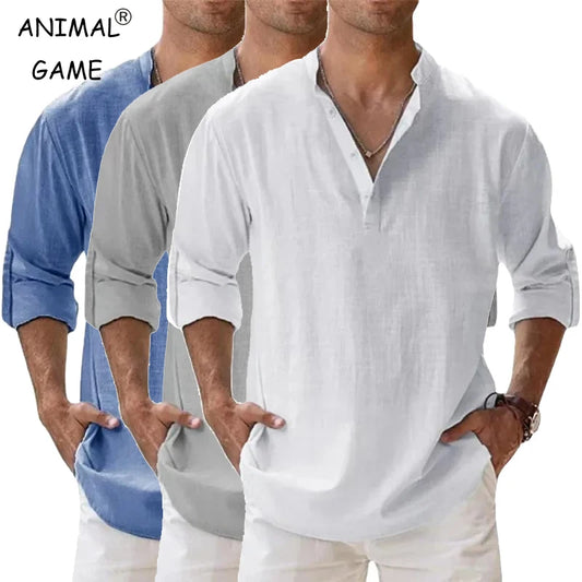 Lightweight Streetwear Henley – Breathable Cotton-Linen Comfort and Effortless Style for the Modern Man