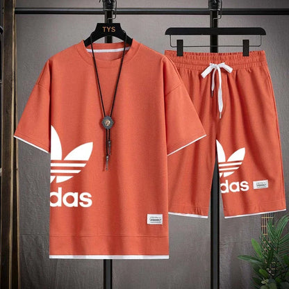 Summer 2025 New Men's pullover sportswear Set, fashionable basketball men's casual short-sleeved T-shirt + shorts two-piece set - Ellianto fashion Men's