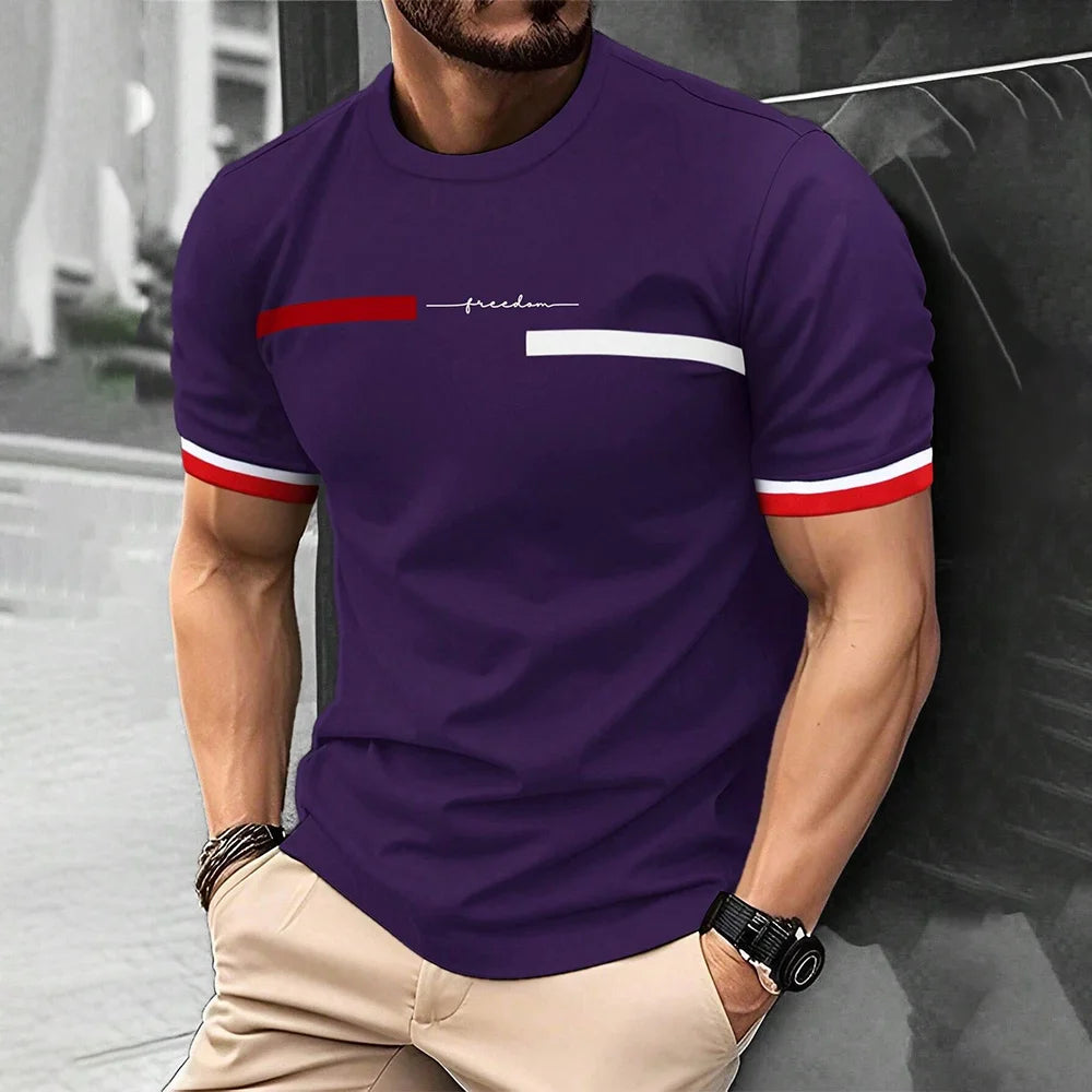 Fashion Summer 3D Stripe Letter Print Men's T Shirt Hip Hop Trend Harajuku Streetwear Casual O-neck Oversized T-shirts Men Tops - Ellianto fashion Men's