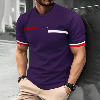 Fashion Summer 3D Stripe Letter Print Men's T Shirt Hip Hop Trend Harajuku Streetwear Casual O-neck Oversized T-shirts Men Tops - Ellianto fashion Men's