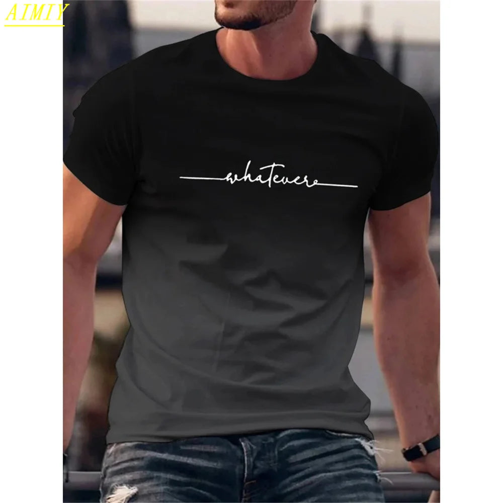 Fashion Summer 3D Stripe Letter Print Men's T Shirt Hip Hop Trend Harajuku Streetwear Casual O-neck Oversized T-shirts Men Tops - Ellianto fashion Men's