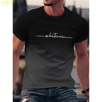 Fashion Summer 3D Stripe Letter Print Men's T Shirt Hip Hop Trend Harajuku Streetwear Casual O-neck Oversized T-shirts Men Tops - Ellianto fashion Men's