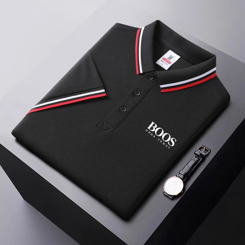 2025 Men's New Summer Embroidery Business Casual Short Sleeved POLO Shirt Fashion Short Sleeved Cool Breathable Top Polo Shirt - Ellianto fashion Men's