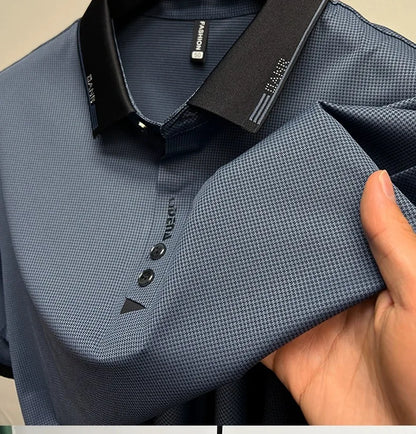 High end brand trend printed short sleeve POLO shirt men's 2025 summer new fashionable lapel casual T-shirt comfortable cool top - Ellianto fashion Men's