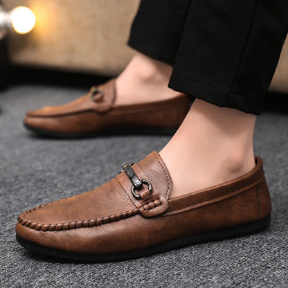 High Quality Leather Men Casual Shoes Comfortable Light Men Loafers Formal Men Dress Shoes Breathable Slip on Men Driving Shoes - Ellianto fashion Men's