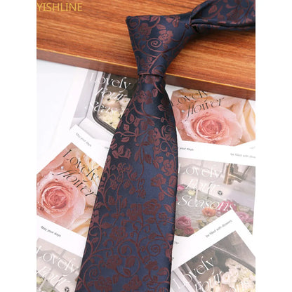 Man Tie Festival Fashion Striped Black Necktie Orange Dark Blue Gravata For Men Slim Paisley Floral Fit Wedding Corbatas Neck - Ellianto fashion Men's