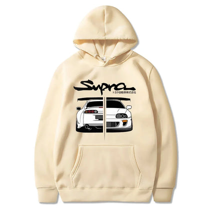 Initial D Supra Hoodie – Lightweight Japanese-Style Manga Print Sweatshirt with Loose Fit and Long Sleeves for Spring-Autumn Comfort
