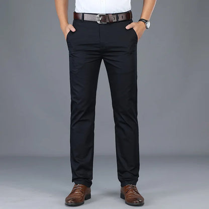 Classic Casual Pants Mens Clothing Straight Business Green Black Khaki Trousers Comfortable Male Brand Clothing 2025 - Ellianto fashion Men's