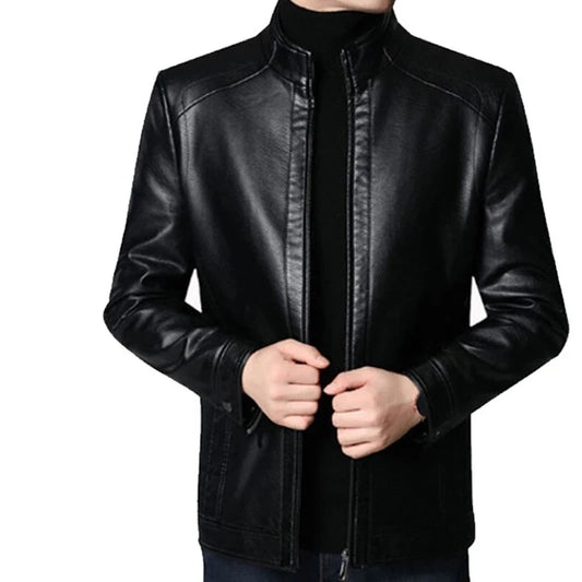 brand Vintage Leather Jacket Streetwear Casual Blazer Jackets Man Outerwear Men Leather Suit Jacket Men Slim Fit Coats