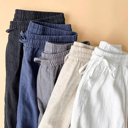 Men’s Super-Breathable Joggers – Lightweight Linen-Blend Casual Pants with Elastic Waist for Athletic, Travel, and Leisure Comfort (Sizes Up to 5XL)
