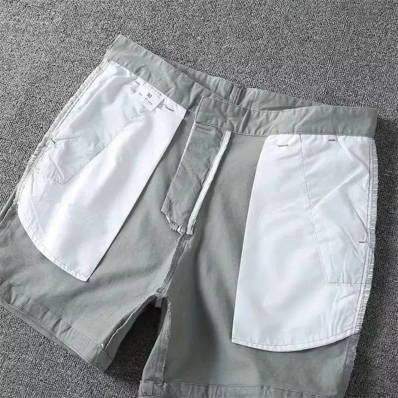Men’s Summer Cotton Workwear Shorts – Lightweight Slim Straight-Leg Beach Pants with Elastic Waist for Effortless Casual Comfort (Big Sizes Available)