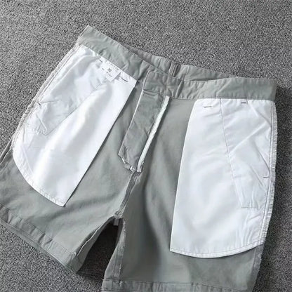 Men’s Summer Cotton Workwear Shorts – Lightweight Slim Straight-Leg Beach Pants with Elastic Waist for Effortless Casual Comfort (Big Sizes Available)