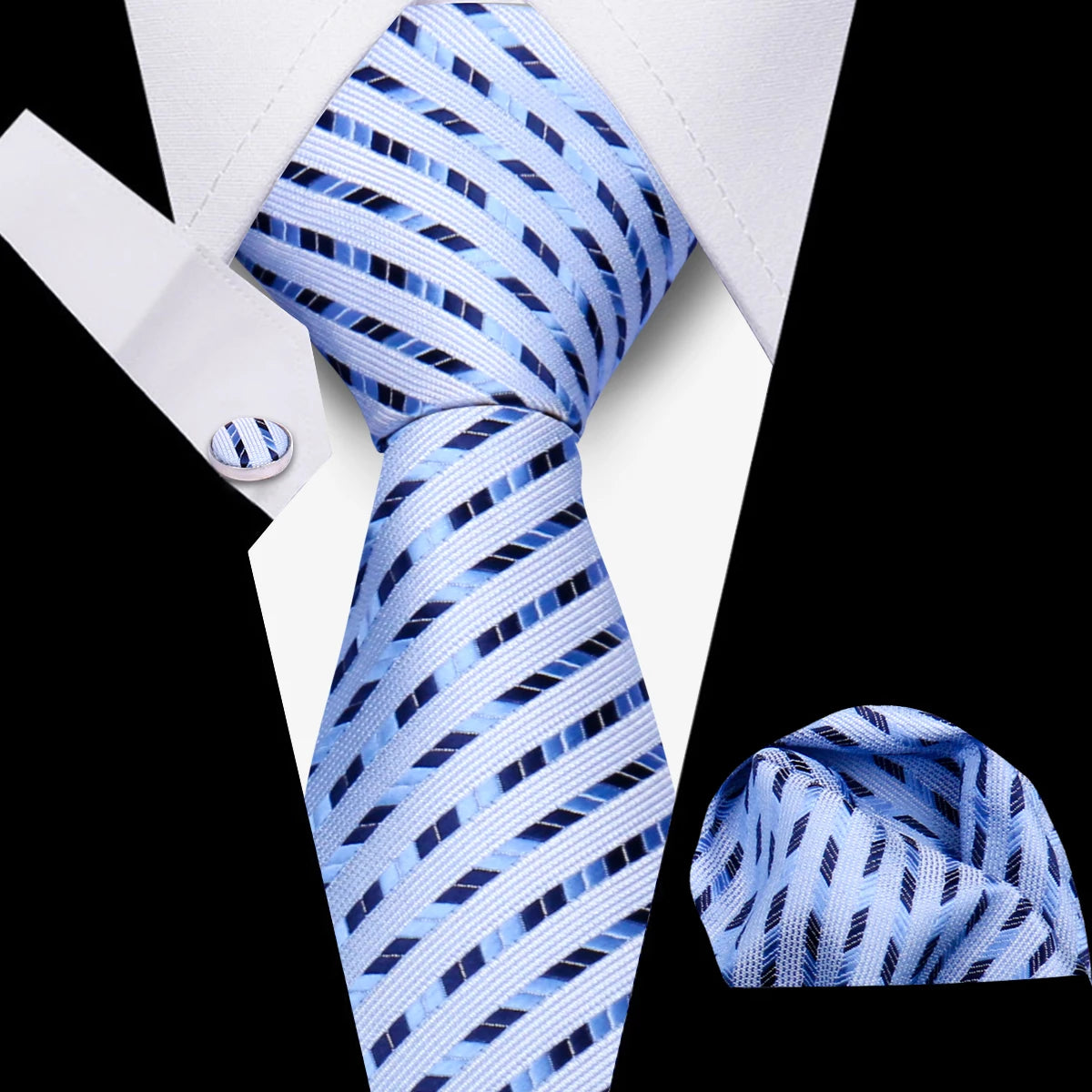 Tie Men Business Necktie Set Classic Plaid Cufflinks Handkerchief For Suit Wedding High Quality 3pcs Ties Sets Formal Gravata - Ellianto fashion Men's