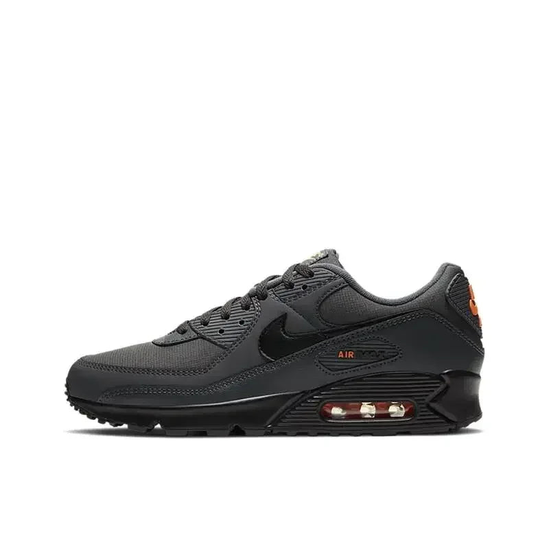 Nike Air Max 90 Men's Women's Fabric Leather Sports Against Impact Anti Slip Fashion Outdoor Low Running Shoes Black Grey - Ellianto fashion Men's