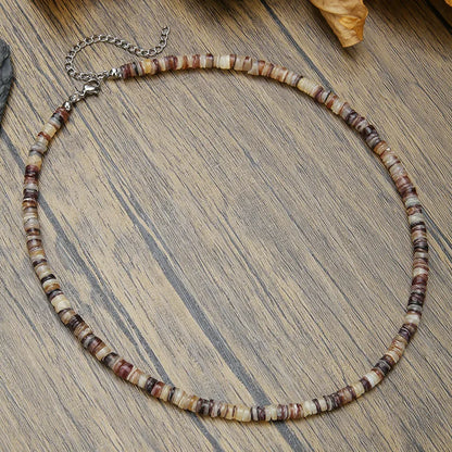 Trendy Natural Stone Beaded Necklace For Men Vintage Stainless Steel Geometric Pendant Necklace Men Jewelry - Ellianto fashion Men's