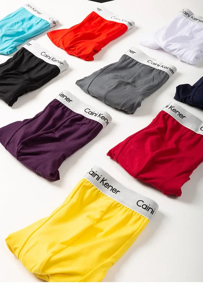 5Pcs/Men's Shorts Brand Underwear Fashion Trend Sexy Boxer Breathable Soft Boxers Men Classic Black Solid Color Underwear Men - Ellianto fashion Men's