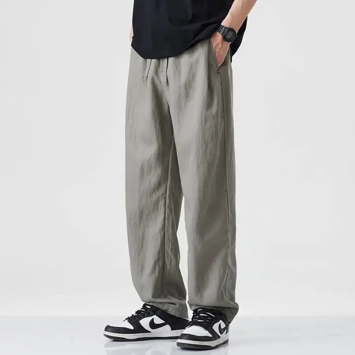 2025 Spring Summer Ultra-thin Men's Stretch Y2K Slim Straight Casual Pants High Quality Fashion Breathable Sports Trousers Baggy - Ellianto fashion Men's