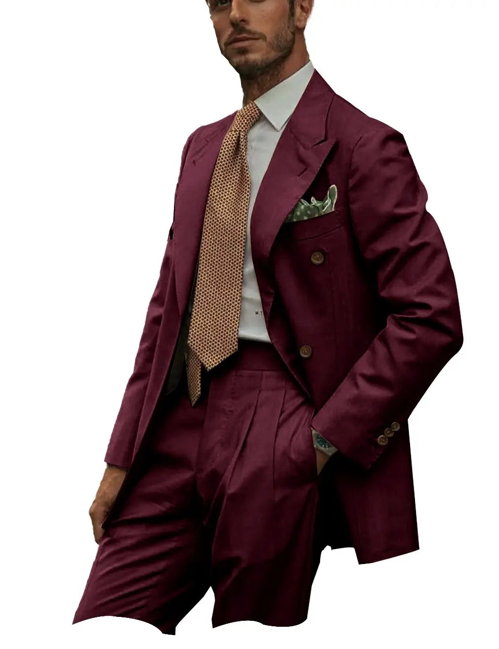New Solid Color Linen Men's Suit 2 Pieces Fashion Business Casual Summer Elegant Prom Wedding Groom Tuxedos High Quality Suits - Ellianto fashion Men's