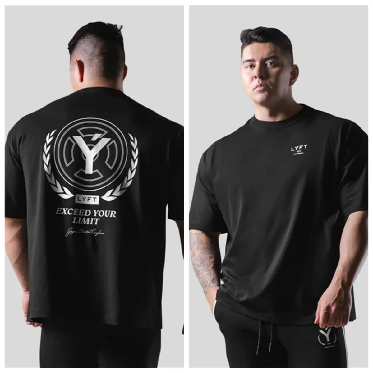 LYFT Printed Pure Cotton Fashion Fitness Sports Short Sleeve Men's Loose T-shirt Summer Workout Casual O-neck Running Tees Tops - Ellianto fashion Men's
