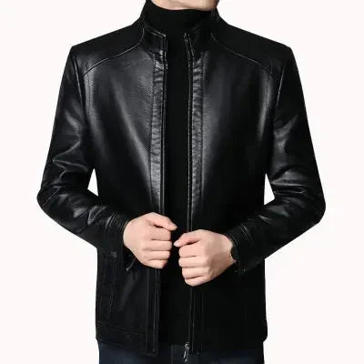 brand Vintage Leather Jacket Streetwear Casual Blazer Jackets Man Outerwear Men Leather Suit Jacket Men Slim Fit Coats - Ellianto fashion Men's