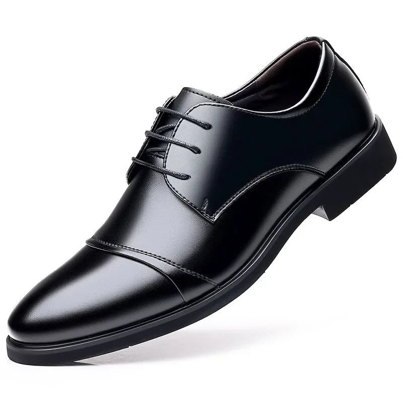Large Size Men's Leather Shoes Business Formal Derby Breathable Double Buckle Wedding Work Security Office Shoes - Ellianto fashion Men's