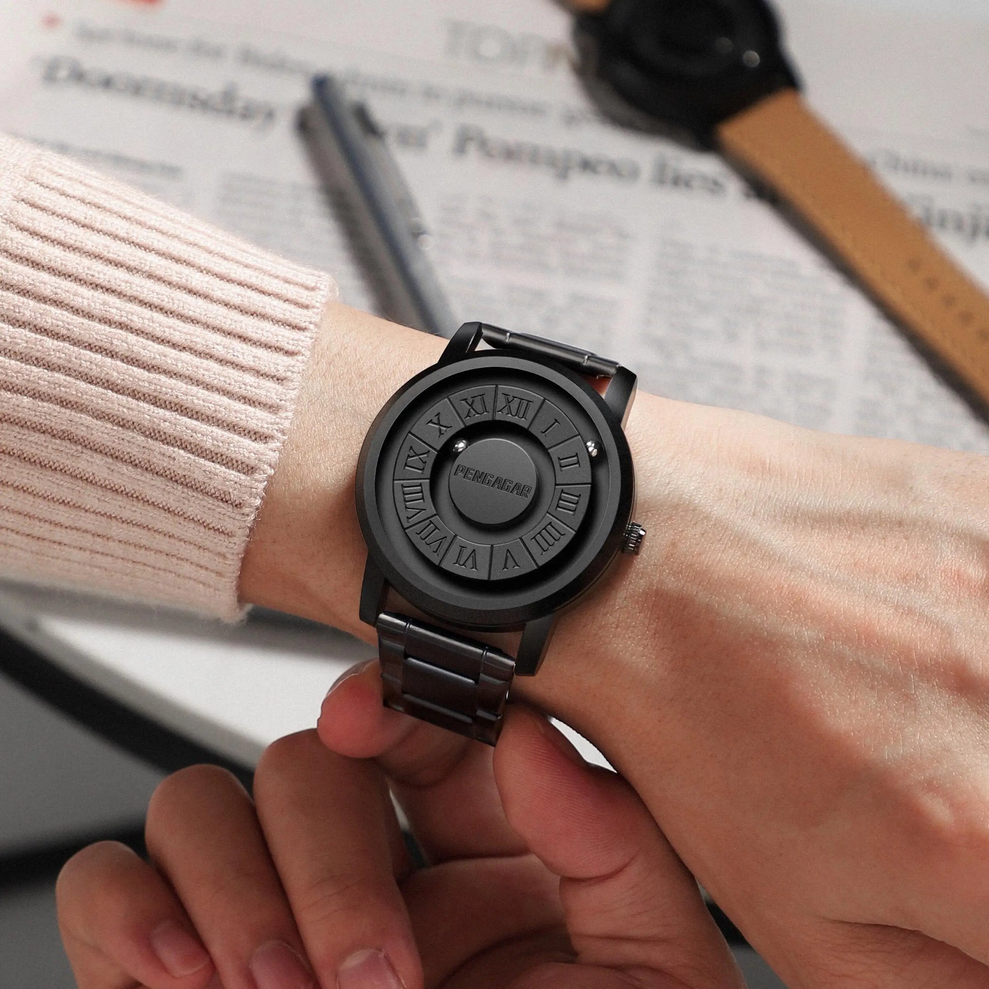 2025 New Men's Watches Top Luxury Quartz Watch For Men Creative Scrolling Pointer Magnetic Force Wrist Clock Relogio Masculino - Ellianto fashion Men's