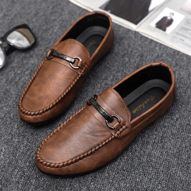 High Quality Leather Men Casual Shoes Comfortable Light Men Loafers Formal Men Dress Shoes Breathable Slip on Men Driving Shoes - Ellianto fashion Men's