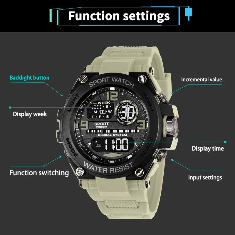 Men Waterproof Sports Watches Multifunction Electronic Watches Anti Drop and Shock-absorbing Wristwatches - Ellianto fashion Men's