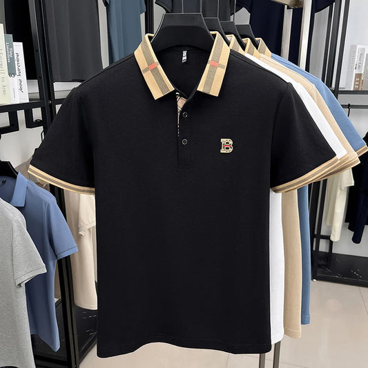 New men's fashionable short sleeved summer designer exquisite craftsmanship embroidery stand collar polo business casual T-shirt - Ellianto fashion Men's