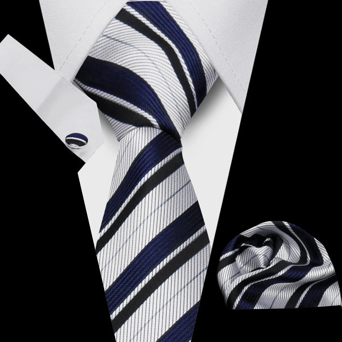 Tie Men Business Necktie Set Classic Plaid Cufflinks Handkerchief For Suit Wedding High Quality 3pcs Ties Sets Formal Gravata - Ellianto fashion Men's