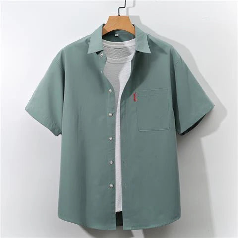 2025 Sle Workwear irt Men's ort Sve Oversize Casual Summer Thin Ice Silk irt Lightweight Breathable Cotton Lin...