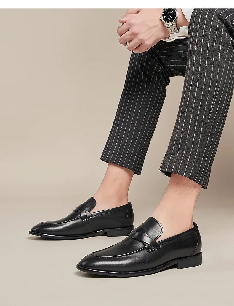 Formal Shoes Men Leather Office Shoes Men Classic Brown Dress Loafers Black Men Elegant Shoes Luxury Chaussure Homme