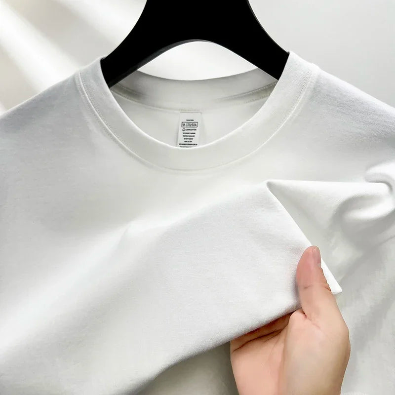 100% cotton summer high quality men's short sleeve round neck fashion loose half sleeve top breathable T-shirt