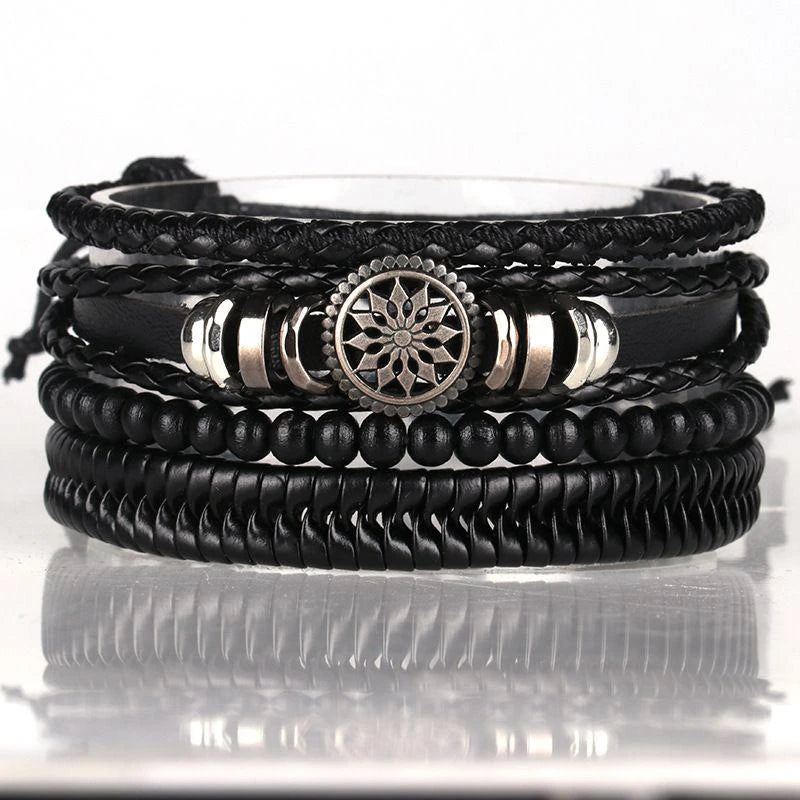 06 2025 Leather Braided Bracelet For Men - Ellianto fashion Men's