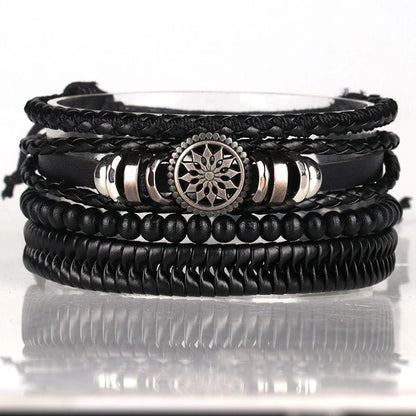 06 2025 Leather Braided Bracelet For Men - Ellianto fashion Men's