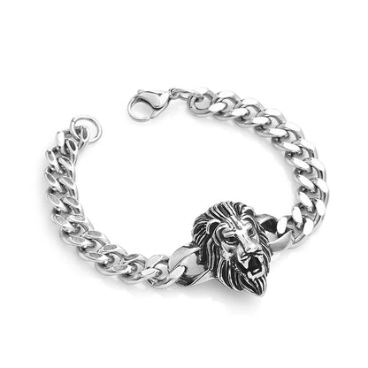 Lion Stainless Steel Bracelet Punk Rock Creative Men's Bracelet Student Jewelry Men's Accessories Gift for Boyfriend - Ellianto fashion Men's