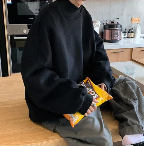 Men’s Warm Sweatshirt – Cozy, Minimalist Korean-Japanese Streetwear for Effortless Style and Everyday Comfort