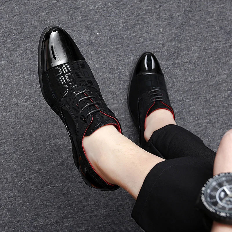 Men Formal Shoes High Heels Business Dress Shoes Male Oxfords Pointed Toe Formal Shoe for Man Luxury Wedding Party Leather Shoe - Ellianto fashion Men's
