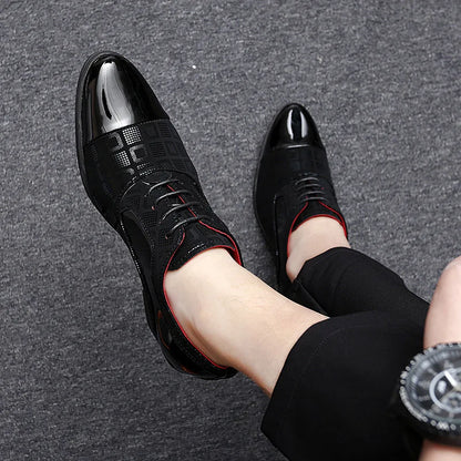 Men Formal Shoes High Heels Business Dress Shoes Male Oxfords Pointed Toe Formal Shoe for Man Luxury Wedding Party Leather Shoe - Ellianto fashion Men's