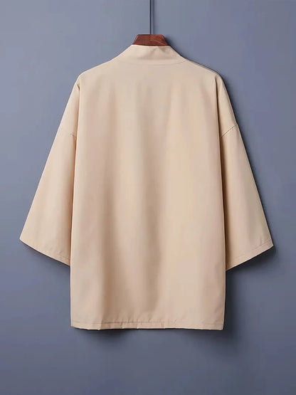 Kimono Men Cloak Kimono Para Hombre Black Coat White Cloak Beach Shirt Summer Haori Men Unisex Samurai Clothing Japanese Men - Ellianto fashion Men's