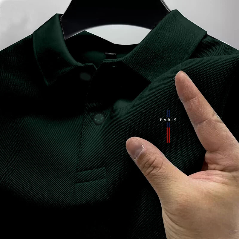 2025 Men's Reflective Polo Shirt, Color Button, Breathable, Casual, Fashionable, Rapel, Comfort, Summer, New Style - Ellianto fashion Men's