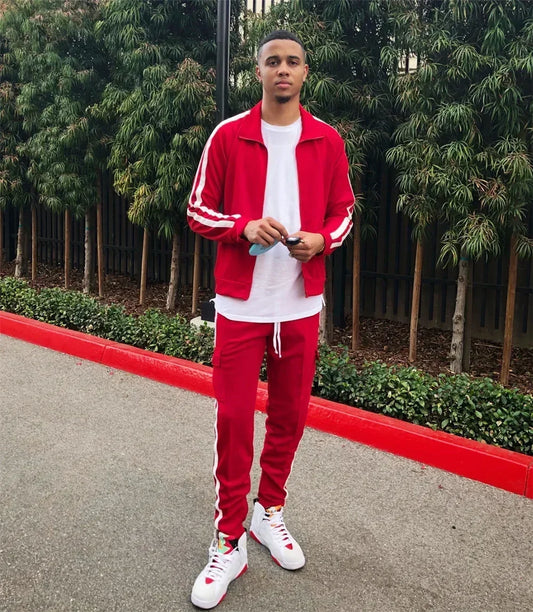 2025 New Men's Zipper Tracksuit Set Sweatshirt and Sweatpants Sports Suit Running Fitness Clothing - Ellianto fashion Men's