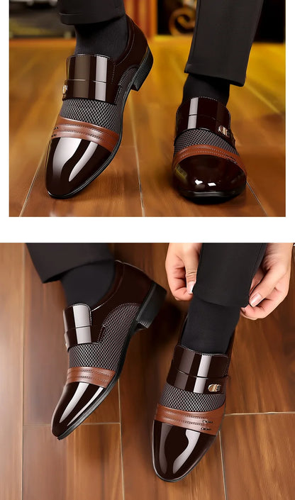 Oxford Shoes Men's Luxury Lacquer Wedding Shoe Pointed Toe Dress Shoes for Men Classic Business Men Leather Shoes Big Size 38-48 - Ellianto fashion Men's