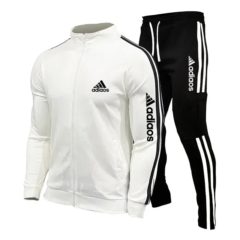 2025 New Men's Zipper Tracksuit Set Sweatshirt and Sweatpants Sports Suit Running Fitness Clothing - Ellianto fashion Men's