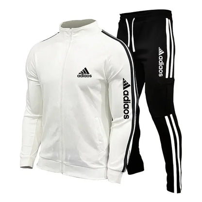 2025 New Men's Zipper Tracksuit Set Sweatshirt and Sweatpants Sports Suit Running Fitness Clothing - Ellianto fashion Men's