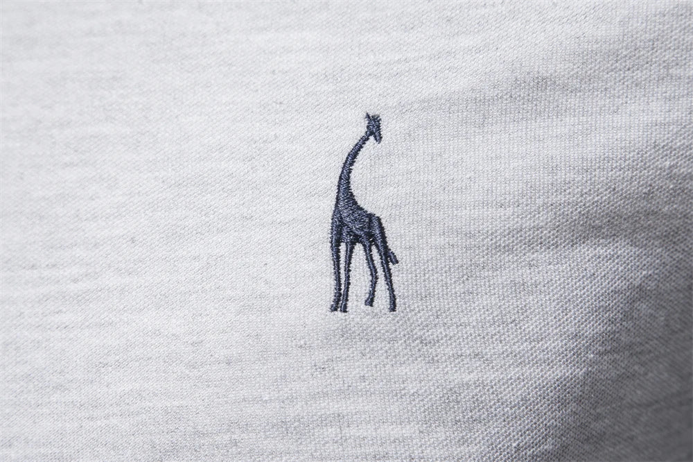 AIOPESON Deer Embroidery Men's Polo Shirts Solid Color Long Sleeve Polo Shirts for Men New Spring Social Business Polos Male - Ellianto fashion Men's