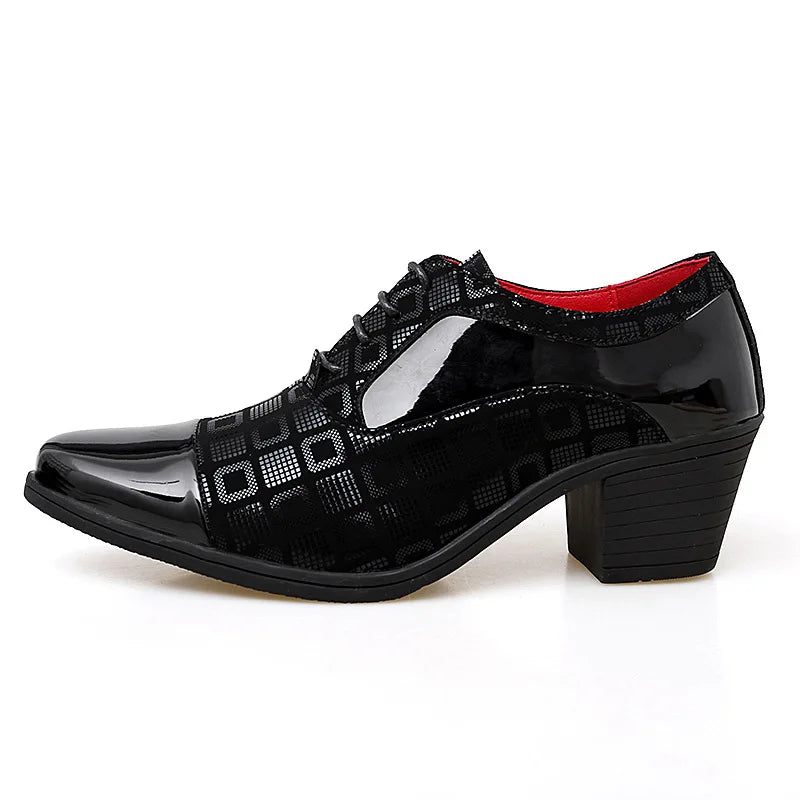 Men Formal Shoes High Heels Business Dress Shoes Male Oxfords Pointed Toe Formal Shoe for Man Luxury Wedding Party Leather Shoe - Ellianto fashion Men's