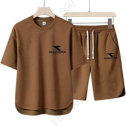 Set European and American procurement products: Men's casual T-shirts + sweatpants, quick-drying sweatshirts and shorts for sportswe - Ellianto fashion Men's