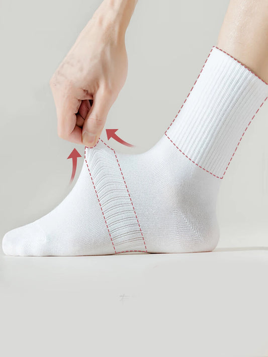 8pairs Men White Solid Color Socks, Korean Style Mid-Tube Fashionable Unisex Summer Sports Long Socks, Couple Socks For Autumn A - Ellianto fashion Men's