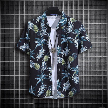 Men's Summer Short Sleeve Printed Shirt Thin Beach Shirt Men's Clothing Turtle Neck Polo Shirt for Men Casual Top - Ellianto fashion Men's